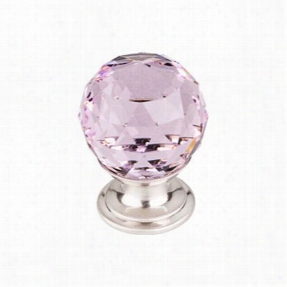 Top Knobs Tk117bsn Cryst Al 1-1/8"" Pink Crystal Knob With Brushed Satin Nickel  Base