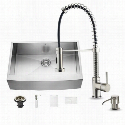 Viigo Vg151 23 All In One 32" " Farmhouse Stainles S Steel Kitchen Sink And Vg020001st Faucet Set