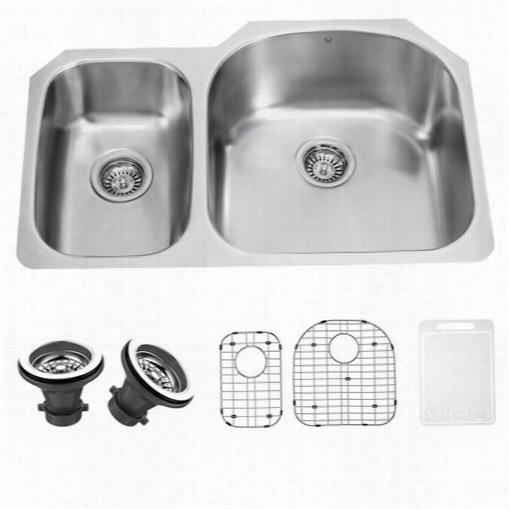 Vigo Vg3121rk1 31quot;" Undermount Stainless Steel Kitchen Sink With Two Geids And Two Strainers