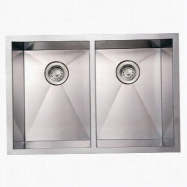 Whitehaus Whncm2920eq Noah's 29"" Commercial Double Bowl Undermount Sink In Brushed Stainless Steel