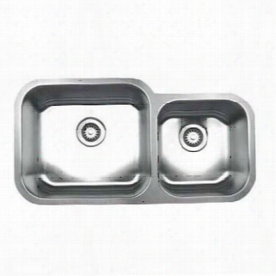 Whiteaus Whndbu3318 Noah's 33-1/2"" Double Bowl Undermount Sink In Brushed Stainless Steeel