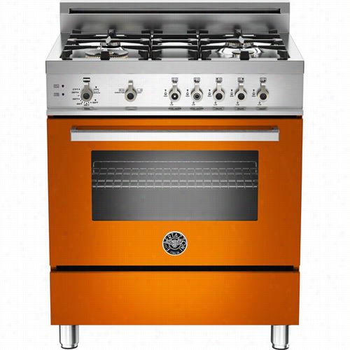 Bertazzoni Rpo304gasa Pro 30"" Ga Range In Aancio Orange With 4 Bras S Burn Es