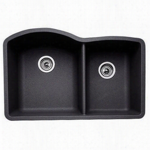 Blanco 440179 Diamond Anthracite 1 And 3/4 Bowl Silgranit Undermount Kitchen Sink