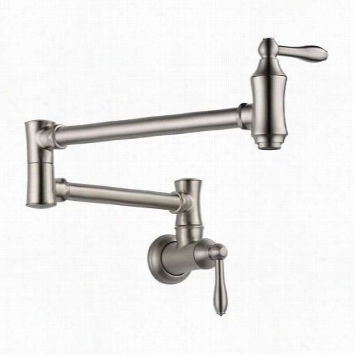 Dwlta 1177lf-sss Wall Mounted Pot Filler Faucet In Stainless With Dual Shut Off Valves