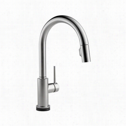 Delta 9159t-ar-dst Trinsic Single Handle Pull Down Kitchen Faucet With Touch2o Technology In Arctic Staainless