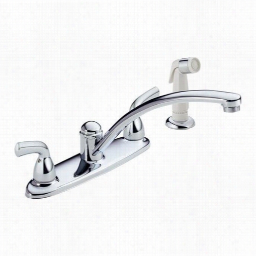 Delta B2410lf Foundations Core Two Metal Lever Handle Kitchen Faucet In Chrome With Spray