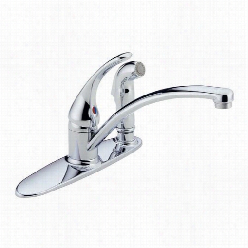 Delta B3310lf Foundations Core Single Handle Kitchen Faucettin Chrome Iwth Integral Spray