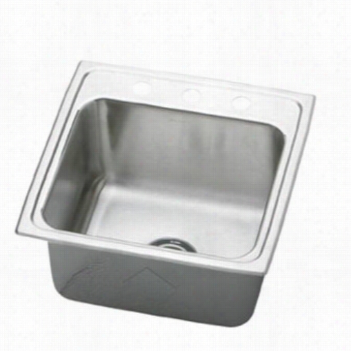 Elkay Dlr171610os4 Lustertone 16&q Uot;" Top Mount Single Bowl 4 Hole Stainless Steel Sink