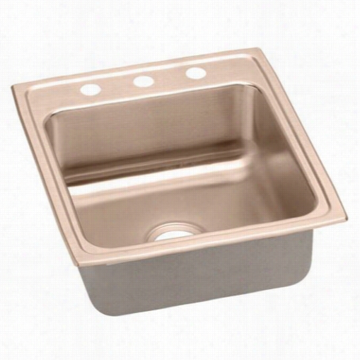 Elkay Dlr202210os4-cu Gourmet Lusttertone Cuverro Antimicrobial Copepr 19-1/2"" X 22"" X 110-1/8"" Single Bol Top Mount Sibk