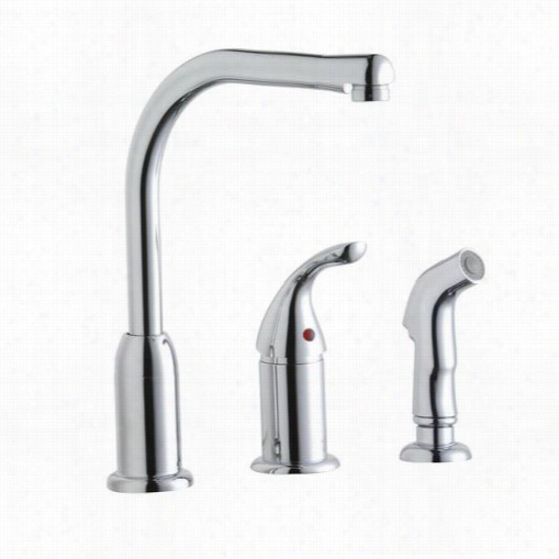 Elkay Lk3001cr Everyyday 2 Holes Waterfall Kitchen Faucet In Chomre With Remot E Handle And Sidespray