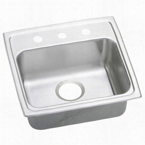 Elkay Lrad1918543 Lustertone 4-12/"" Top Mount Single Bowl 3 Hole Stainless Steel Sink