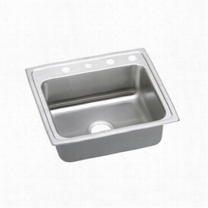 Elkkay Lrad221955r0 Lustertone 5-1/2"" Drop-in Single Bowl Rihgt Drain Spotless Steel Sink