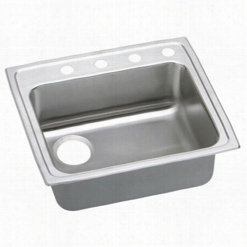 Elkay Lrad252165l Gourm  Et 25"" X 21-1/4"" Single Basi Ndrop In Kitchen Sink With 6-1/2""d And O Ff-centtered Left Drain Opening