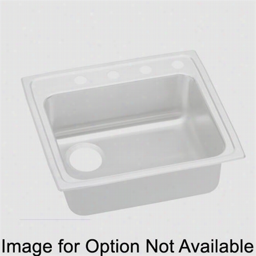 Elkay Lradq252165l5 Lustertone 6-1/2"" Top Mount Single Bowl 5 Hole Left Stainless Steel Sink