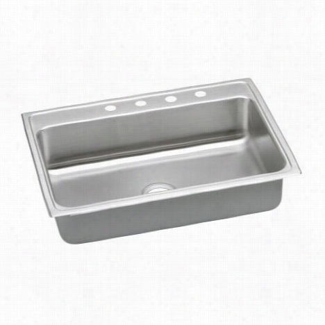 Elkay Lradq3122654 Lustertone 6-1/2&qout;" Drop-in Single Bowl 4 Hole Stainless Steel Sink