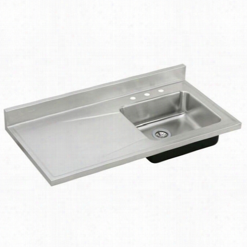 Elkay S481 9r0 Lustertone 48"" Single  Bowl Stainless Steel Sink Top Bowl Right Of Drainboard