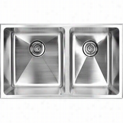 Fluid Tdr3291l Arc Top Mount Kitchen Sink Double Bowl Tight Radius Corned In Stainless S Teel With Larger Left Bowl