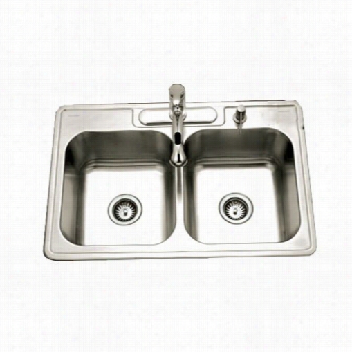 Houzer 3322-9bs3-1 Glowtone 50/50 18 Gause Double Bow L Kitchen Sink-single Box Pack (3 Holess)