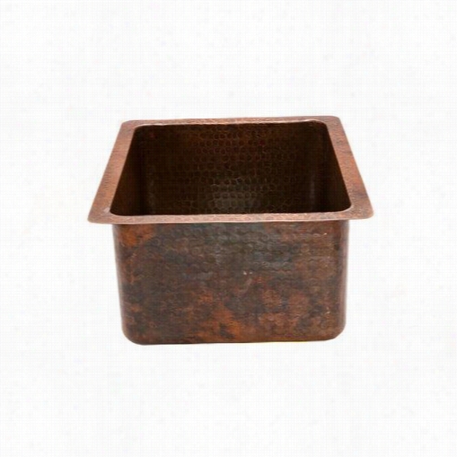 Prmeier Copper Brec16db Gourmet Rectangular Hammered Copper Bar/prep Sink In Oil Rubbed Brown