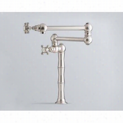 Rohl A1452x Countrg Kitchen Deck Or Island Mounted Swign Arm Pot Filler With Five Spoke Handles