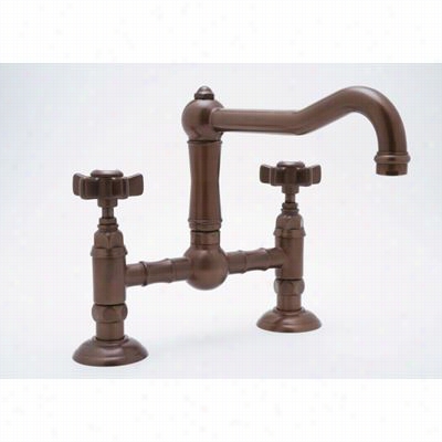 Rohl A1459x-2 Deck Mounted Bridge Faucet Wifh Five Spoke Handles