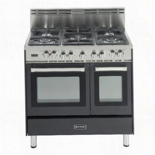 Veroma Vefsge365nde 36"" Doub Le Oven Dul Fuel Range With 5 Sealed Burners In Matte Black