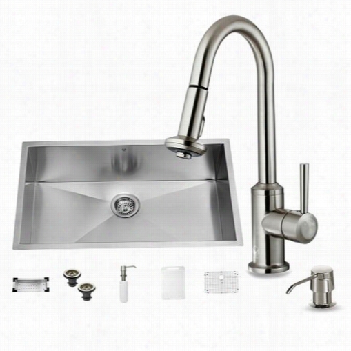 Vigo Vg15070 Undermount Stanleess Steel Kitchen Sink With Faucet, Colander, Grid, Strainer And Dispenser