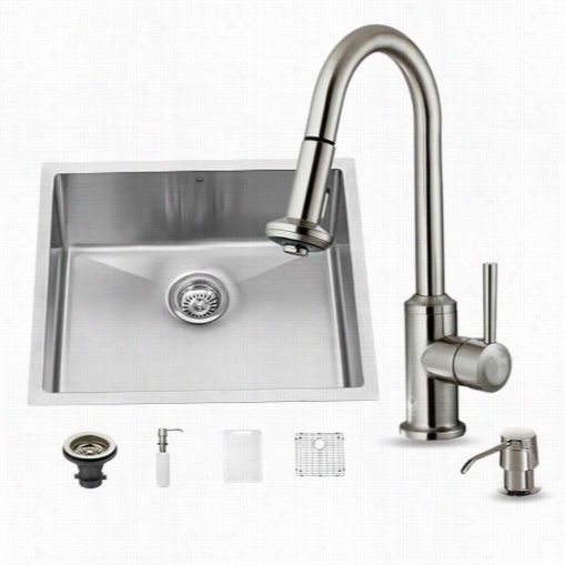 Vigo Vg15222 All In One 32"" Undermount  Stainless Stee L Kitchen Sink And Faucet Set