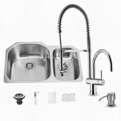 Vigo Vg15303 All In One 31"" Undermount Satinless Steek Kitchen Sink And Chrome Faucet Sharpen