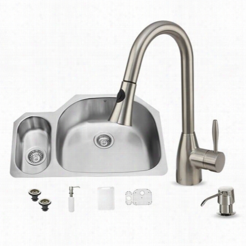 Vigo Vg15328 All Ib One 32"" Undermount Stainless Hardness Kitchen Sink And Faucet Set