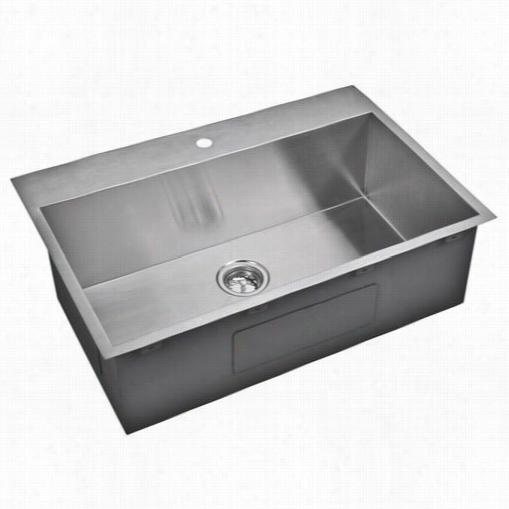 Water Creation Sss-ts-3322a 33""  X 22"" Zero Radius Single Boql Stainless Steel Hand Made  Drop In Kitchen Sink With Drain And Strainer