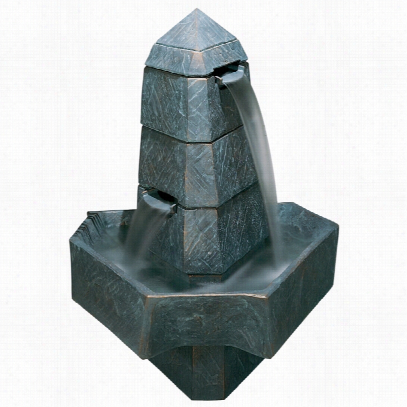 Contemporary Abstract Modern Obelisk Bronzee Patina Henri Studio Fountain