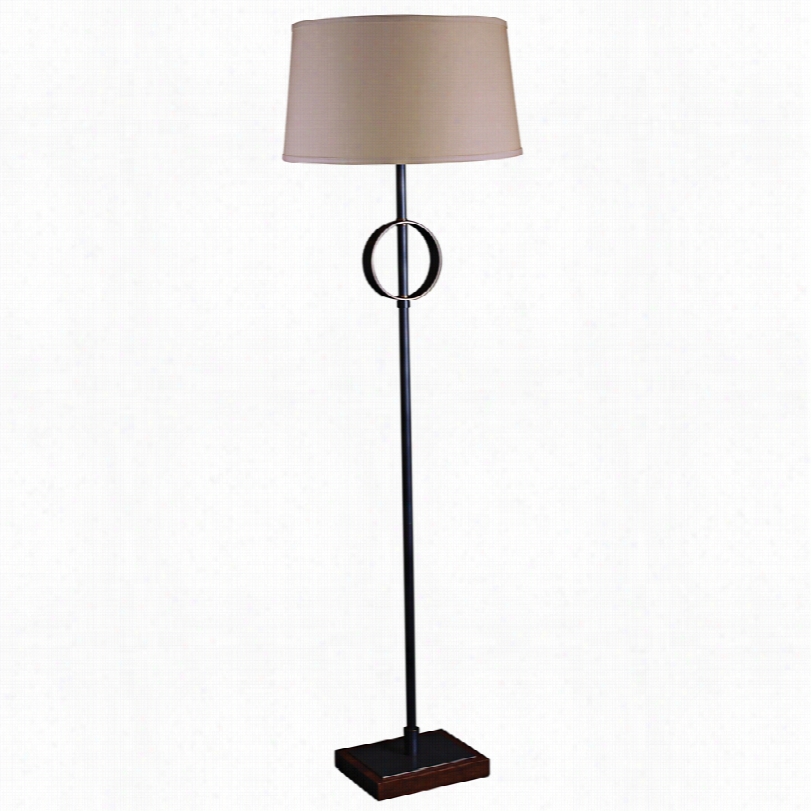 Contemporary Aiden Steel And Wood Bronze Floor Lamp