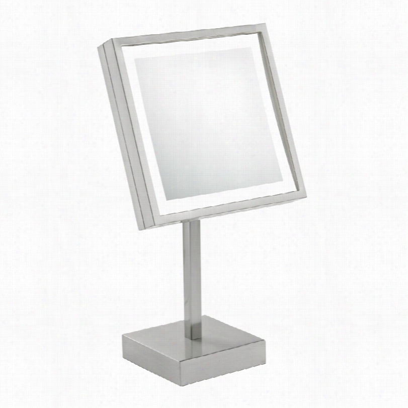 Contemporary Aptations Ickel Standing 3x Led Dual Makeup Mirror-8x15