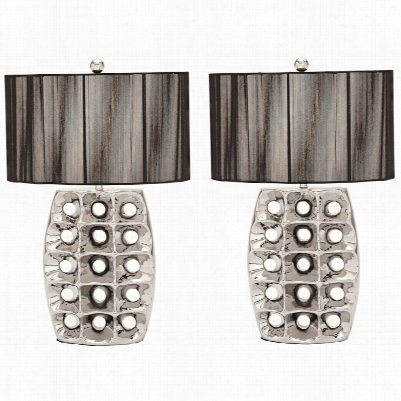 Contemporary Arati Iii Glossy Silver Ceramic Modern Table Lamp Seet