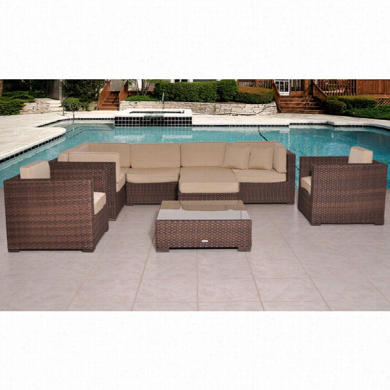 Contemporary Atlantic Southampton Antique Beige 9-piece Outdoor Partial