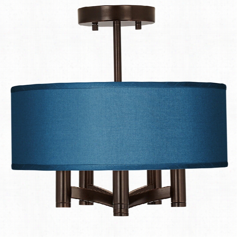 Contemporary Ava 5-light Blue Faux Silk Bronze Ceiling Ilght