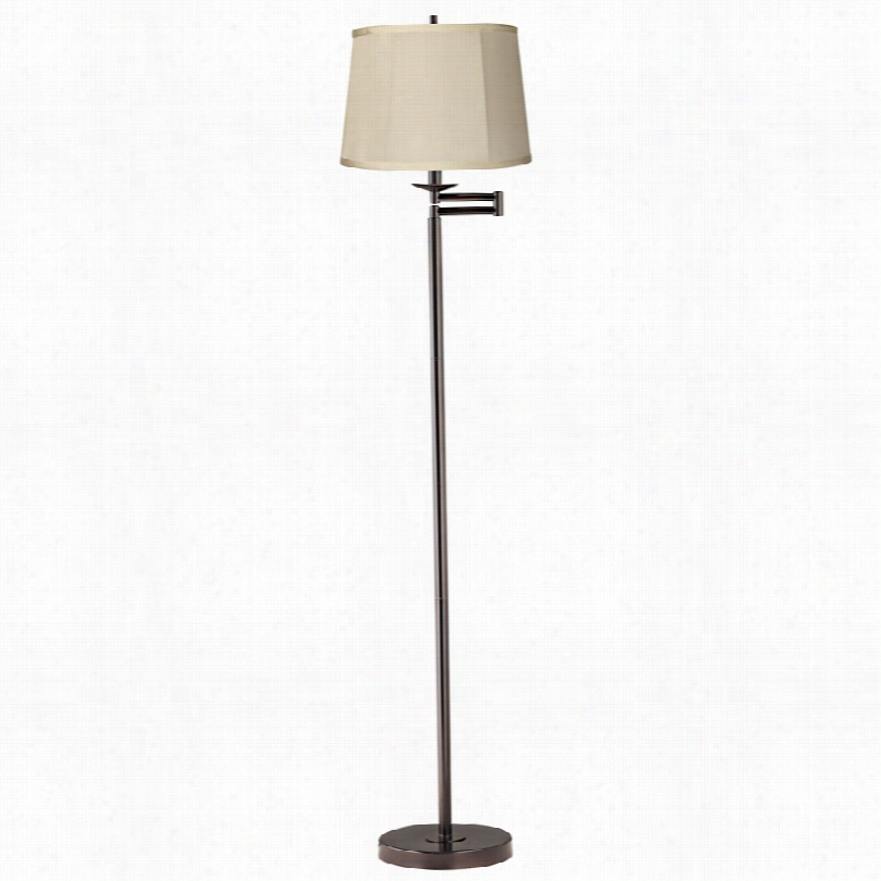 Conteemporary Beige Drum Shade 60 1/2-inch-h Swing Arm Floor Lamp