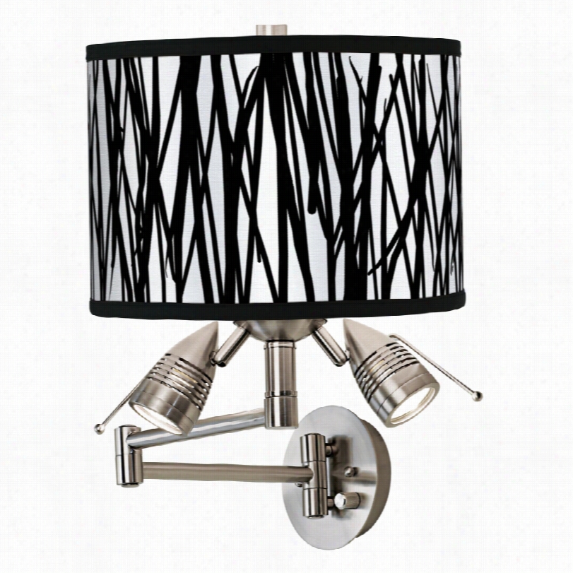 Contemporary Black Jagged Stripes 17  1/2-inch-h Swing Arm Wakl Lamp