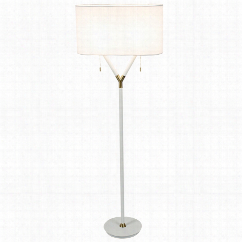 Contemporary Blip White Lacquer Wwith White Linen Shade Floro Lamp