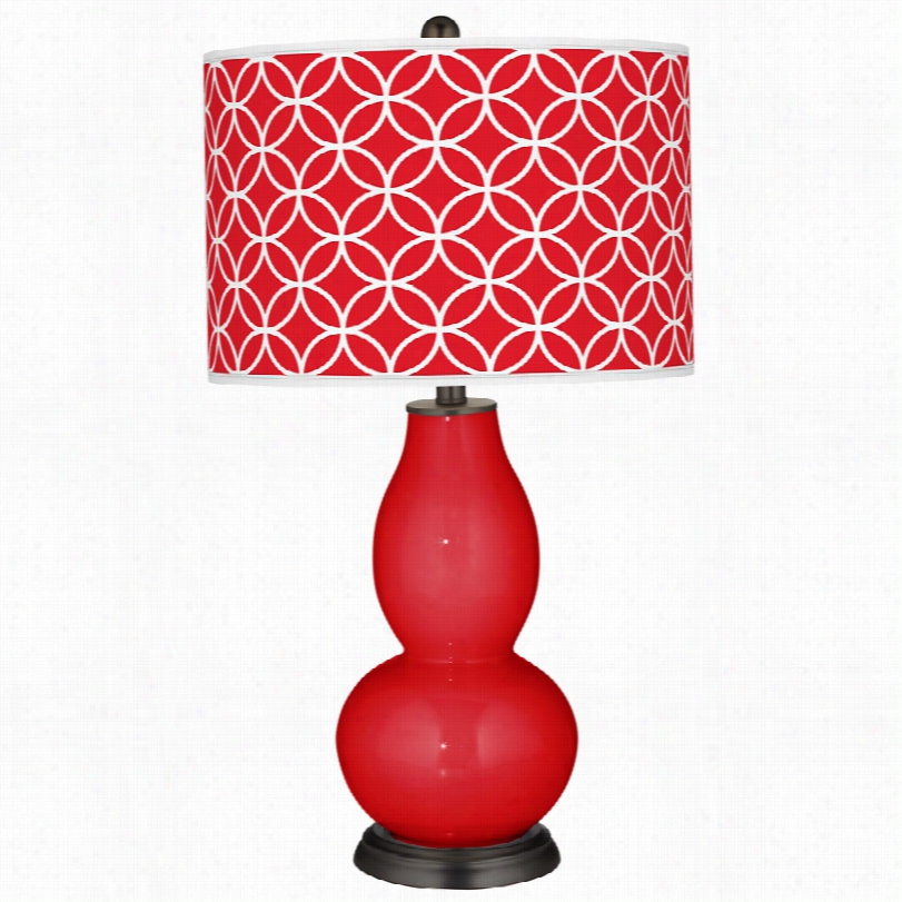 Contemporary Bright Red With Circle Rings Art Haxe Color Plus Table Lamp