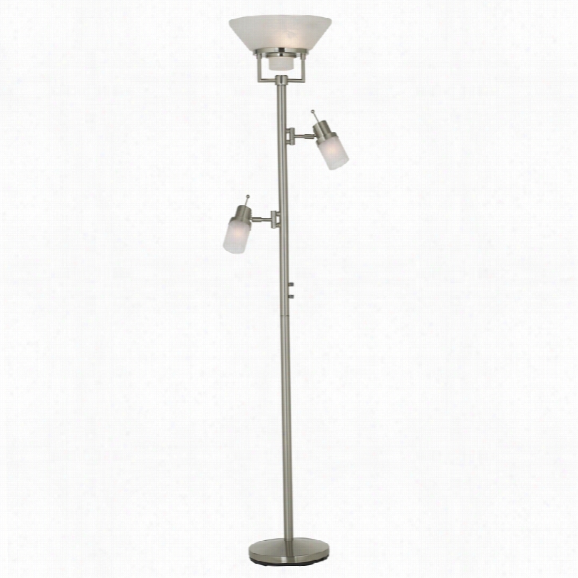 Contemporary Brushed Nickel Two Swing Arm 72-inch-h Torchiere Floor Lamp