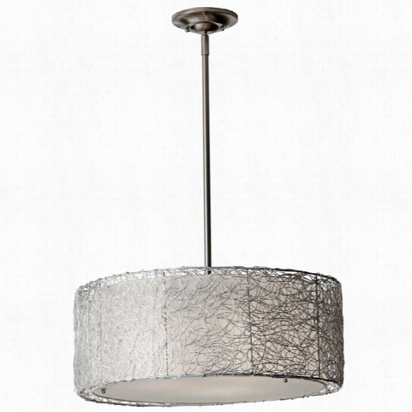 Contemporary Brushed Steel Wirred Fess Pendant Light