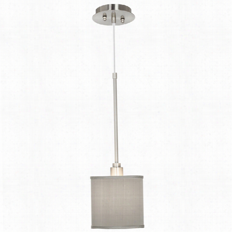 Contemporary Brushed Steel Upon Grayt Extured Silk Mini Pendant Light