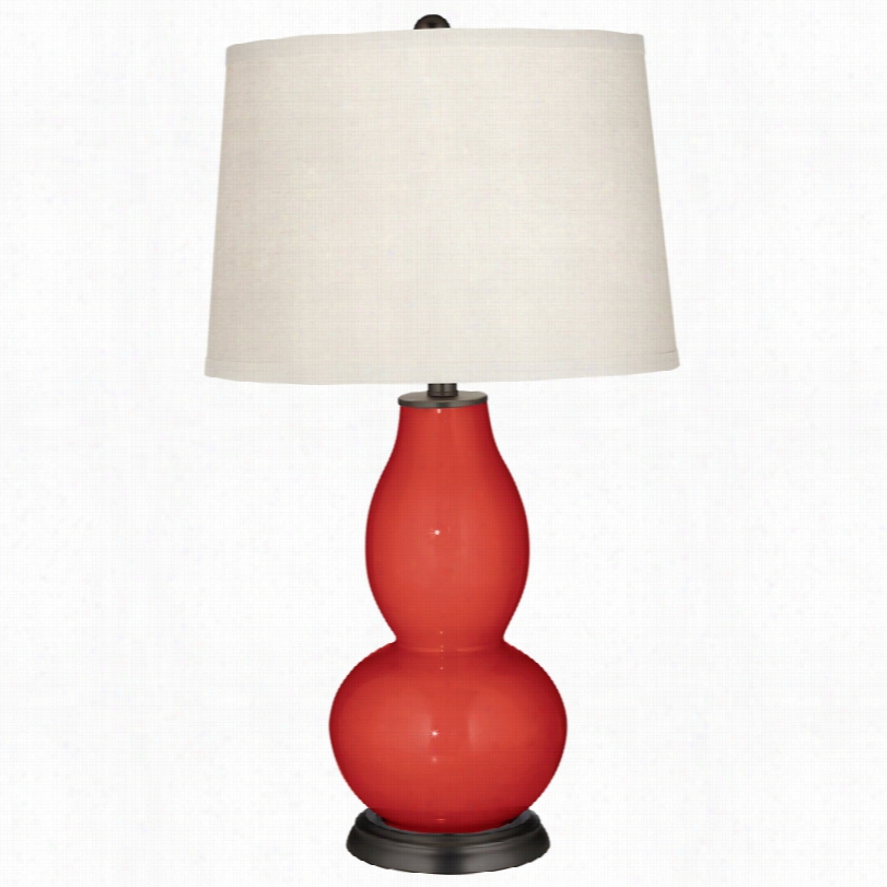 Contempoorary Cherry Tomato With Double Gourd Glass Coor Plus Table Lamp