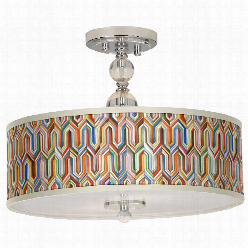 Contemoprary Chrome With Synthesis Two Light Semi-flush Ceiling Light