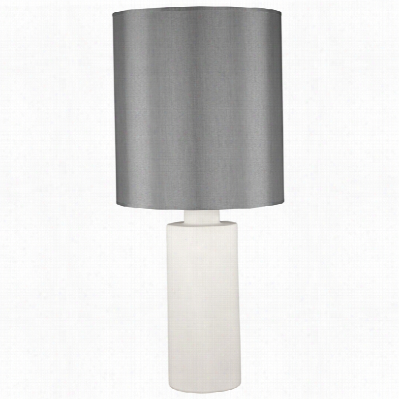 Cnotemporary Circa White Ceramic Table Lamp By The Side Of Platinum Silk Shade