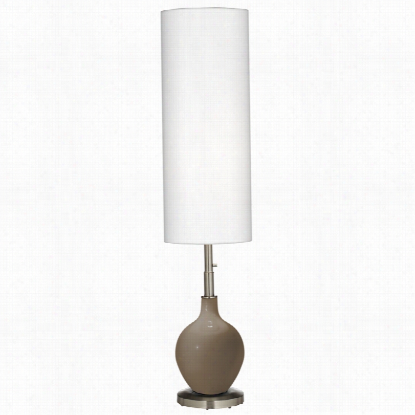 Contemporary Cobble Brown White Linen Shade 60-inch-h Ovo Floor Lamp