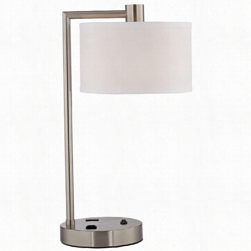 Contemporary Colby Nickel 23-inch-h Desk Lamp Wifh Outlet  And Usb Port