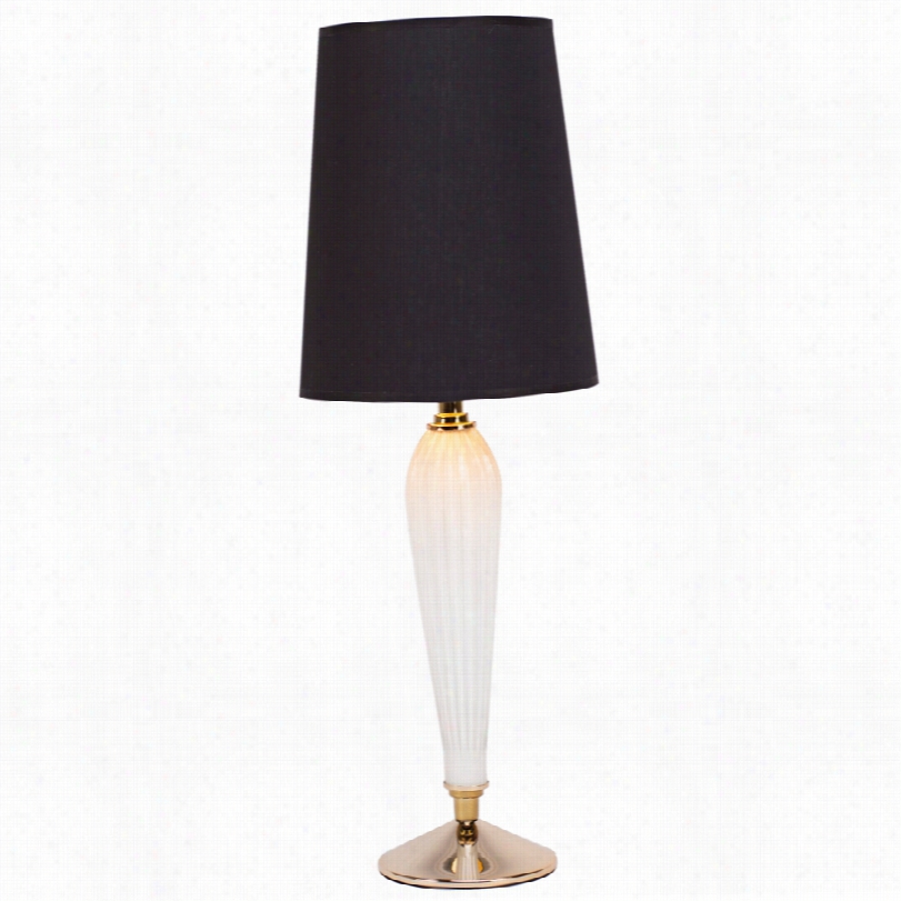 Contemporary Colette Milk Glass Synopsis Lamp With Black And Golld Screen